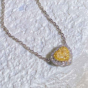 Yellow Diamond Heart Necklace 18K White Gold - Jiaxyk